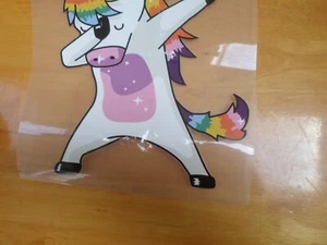 Buntes Dabbing Einhorn Zum Selbermachen Aufbügeln Wärmeübertragung Aufkleber 18x25 cm - Bild 1 von 5