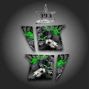 Pro Armor Door Graphics Kit Polaris RZR XP 900 RZR S 800 07-14 Skull Rider Green - Picture 1 of 1