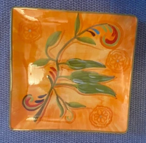 Certified International Kate McRastie 9" Square Serving Plate with Green Chilies - Picture 1 of 6