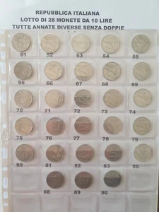Repubblica Italiana Lotto 28 Monete 10 Lire Annate tutte diverse ( LOT1 ) - Foto 1 di 2