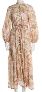 Zimmerman Mock neck Linen floral Midi Dress Size 0 EUC - Picture 1 of 7