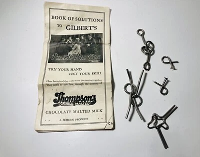 A.C. GILBERT 1920s BOOK OF SOLUTIONS TO  PUZZLE PARTIES THOMPSON'S BORDEN MALTED - Image 1 of 4