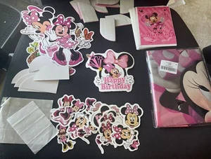 Minnie Mouse Party Supplies 1 Cake & 24 Cupcake Toppers, 24 Stickers, 9 Table .. - Picture 1 of 4
