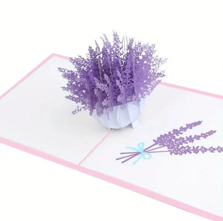 3D Pop Up Easter Flower Lavender Mother’s Day Card Valentines Day Gifts Floral - Image 1 of 2