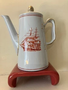 Vintage (1900) Spode red Trade Winds coffee pot with lid - Picture 1 of 5