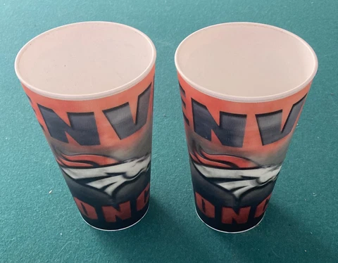 Denver Broncos NFL 3D Capitol Cups. (Set of 2 16oz Glasses) These are Brand New! Cover