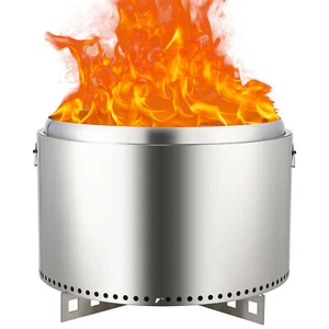 32" Smokeless Fire Pit Stainless Steel Outdoor Wood Burning Bonfire Pit Camping - Picture 1 of 7