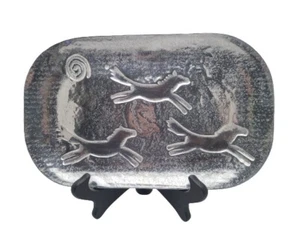 Holland Boone Polished Pewter Horse Spiral Sun Folk Art 12" Tray - Picture 1 of 7