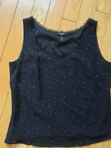 EUC womens Escada black with navy sparkly polka dots tank top size 42 - Picture 1 of 2