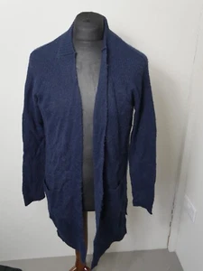 First Avenue Classic Navy Blue Collared Open Front Knit Cardigan Medium (B2128) - Picture 1 of 5