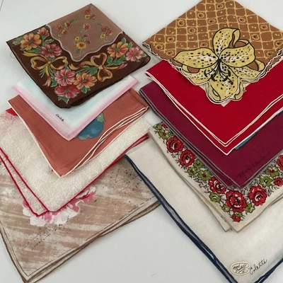 Vintage Hankies Lot Of  10 -  COLORFUL FLORALS - NEAR FLAWLESS - Image 1 of 4