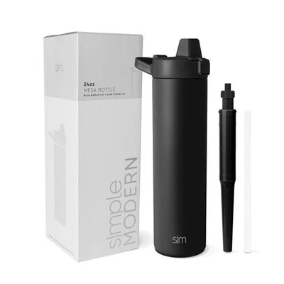 Botella de agua filtrada moderna simple 24 oz acero inoxidable negro medianoche nueva Foto 1 de 3