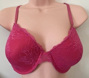 M&S bright pink lace padded underwired bra Size 38D New - Picture 1 of 4