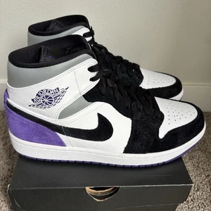 Nike Air Jordan 1 Mid SE Court Viola 842542-105 Taglia 9 Nuove Autentiche Grado B - Foto 1 di 9