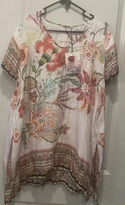 Johnny Was Lillian Tunic Short Sleeve Size Large 100% Silk - Picture 1 of 10