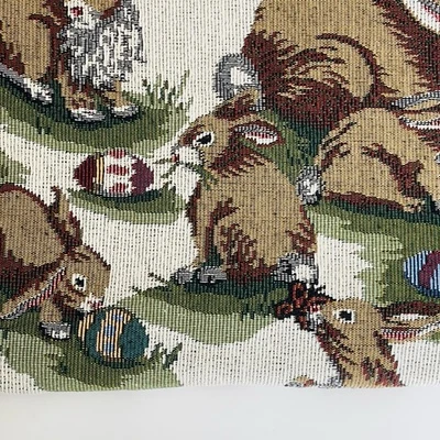 Vintage Easter Bunny Rabbit Upholstery Tapestry Fabric Multicolored 56X55  - Image 1 of 4