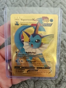 Vaporeon Vmax Gold Foil Fan Art Vinile Texturizzato Carta Pokemon da Collezione - Foto 1 di 5
