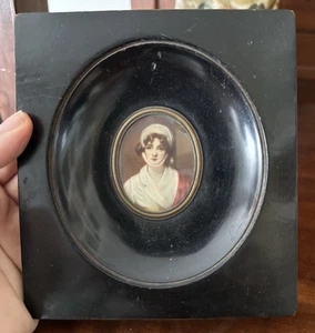  Miniatura decorativa -piccolo quadro -miniature-Ritratto Gentildonna  - Foto 1 di 4