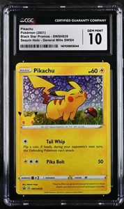 Pokémon Pikachu SWSH039 2021 Espada y Escudo Espada y Escudo Lentejuelas Holo CGC 10 - Imagen 1 de 1