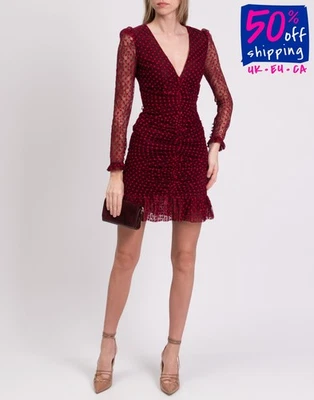 RRP €550 REBECCA VALLANCE Tulle Mini Dress UK6 US2 IT8 XS Lined Polka Dot V-Neck - Image 1 of 4