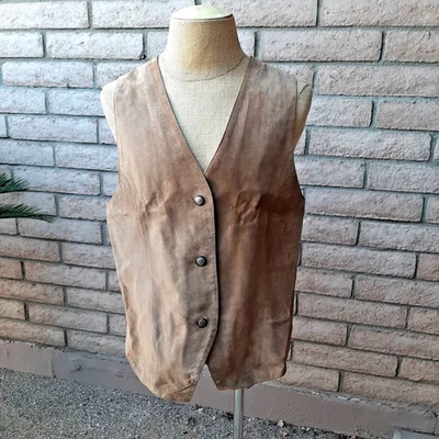 Chaleco Paradox Mujer 16 Marrón Cerdo Gamuza Oklahoma State Seal Star Botones Western Foto 1 de 4