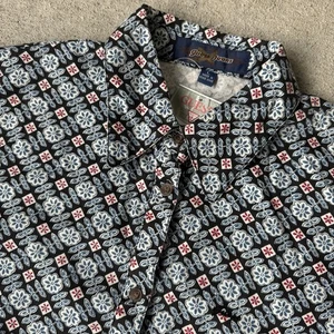NEW Vintage 90s Guess Jeans Floral Print Button Up Shirt Geometric Large READ* - Picture 1 of 15