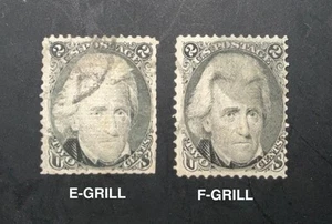 US Stamps #87 & #93 Used E-GRILL & F-GRILL Blackjack Stamps Of 1868 CV$250+ - Picture 1 of 3