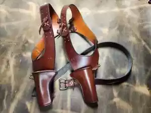 leather holster for Double Side Chest action revolver Colt clones, custom barrel - Picture 1 of 7