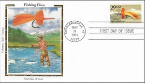 Fishing Flies Apte Tarpon Fly Salmon Trout Saltwater USA Colorano Silk FDC 1991 - Picture 1 of 1