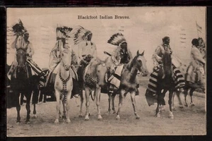 CANADA FIRST NATION RED INDIANS BLACKFOOT BRAVES 1908 VINTAGE POSTCARD - USED - Picture 1 of 2