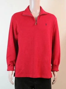 NWT RALPH LAUREN POLO RED COTTON LONG SLEEVE ESTATE RIB QUARTER ZIP PULLOVER L - Picture 1 of 12
