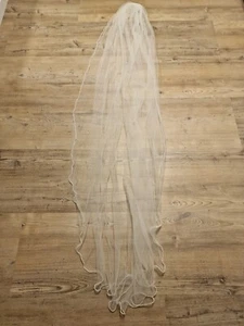 Bianco Evento Braut Schleier Ivory Creme Glitzer Tüll Haarkamm 170cm - Bild 1 von 4