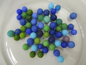 57 Vintage Opaque Blue & Green Marbles 0.50 to 0.66" - Chinese Checkers - - Picture 1 of 11