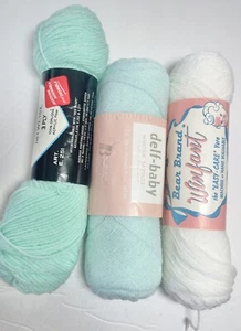 RED HEART/ BRUNSWICK BABY YARN. 3pk. grn/white. I Combine Ship, Read Details. - Picture 1 of 2