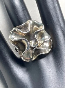 SILPADA R1809 STERLING SILVER ABSTRACT BLOOMING FLOWER RUFFLE RING SIZE 6.5 1081 - Picture 1 of 6