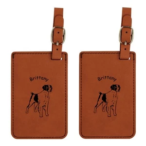 L1990 Brittany Facing Front Luggage Tags 2 Pk FREE SHIPPING  Over 200 Breeds    - Picture 1 of 2