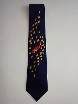 Corbata para hombre Viva seda 100 % seda azul oscuro rojo naranja remolinos bolas Foto 1 de 4