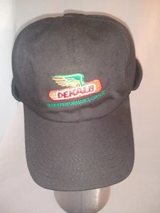 DEKALB Patch Hat Cap w Ear Flap BLACK insulated Farm Trucker Community Mill MI - Picture 1 of 11