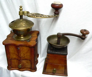 Kaffee Handmühlen- antik,eine um 1860-andere um 1900,14 hoch-29,5 cm mit Kurbel - Bild 1 von 23