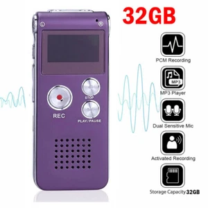 32GB Voice Recorder Red Dictaphone MP3 Player Spy Lecture Interview Meetings - Picture 1 of 10