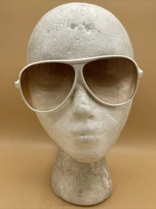 Vintage White Sunglasses Made in Japan 1960s Beatnik Gradient Lenses Brown - Picture 1 of 13