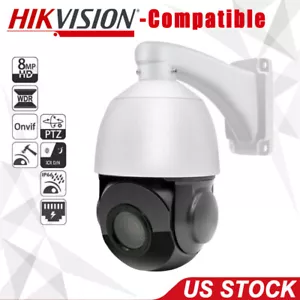 Hikvision Compatible 360° 4K 8MP 18X Zoom POE PTZ Speed Dome Security IP Camera - Picture 1 of 13