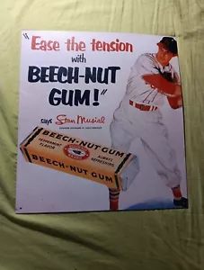 Stan Musial Beech-Nut Gum Metal Sign - 12 1/2” By 13 3/4” - Picture 1 of 15