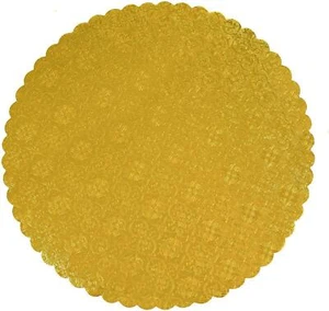 O'Creme Gold-Top Scalloped Cake Board 6 Inch 3/32 Inch Thick Pack of 10 - Picture 1 of 5
