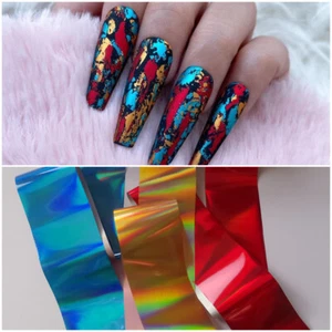 3 x RED BLUE GOLD Nail Art Foil Nails Decor Transfer Foils Sticker Manicure - Picture 1 of 9