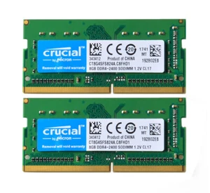 For Crucial 2pcs 8GB PC4-19200 DDR4 2400T SODIMM Laptop Memory RAM CT8G4SFS824A - Picture 1 of 7