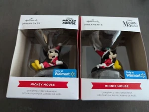 Hallmark Disney Mickey and Minnie Mouse Christmas Tree Ornament Exclusive Pair 2 - Picture 1 of 4
