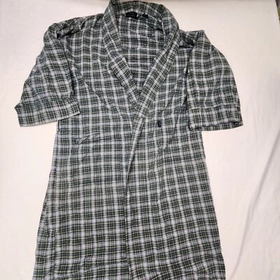 Ropa de dormir Izod para hombre bata talla única bolsillo a cuadros verde gris ver descripción  Foto 1 de 4