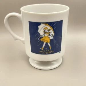 Vintage Morton Salt Girl Pedestal Mug 1956 Logo When It Rains It Pours - Picture 1 of 2