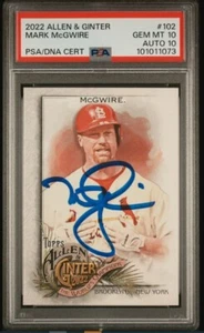 2022 Allen & Ginter's Mark McGwire Signed Baseball Card Certified PSA 10 DNA 10 - Picture 1 of 3